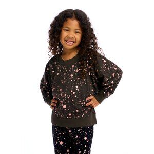 Chaser Rose Gold Foil Splatter Pullover Sweatshirt Gray Pink Kids Size 6